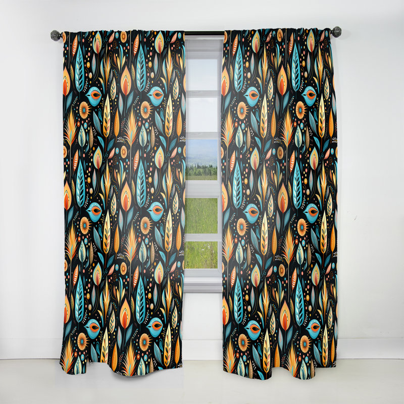 Motif tribal Frivolity Boho - Rideau abstrait Boho - Rideau abstrait obscurcissant - 1 panneau, L 52 po x L 120 po