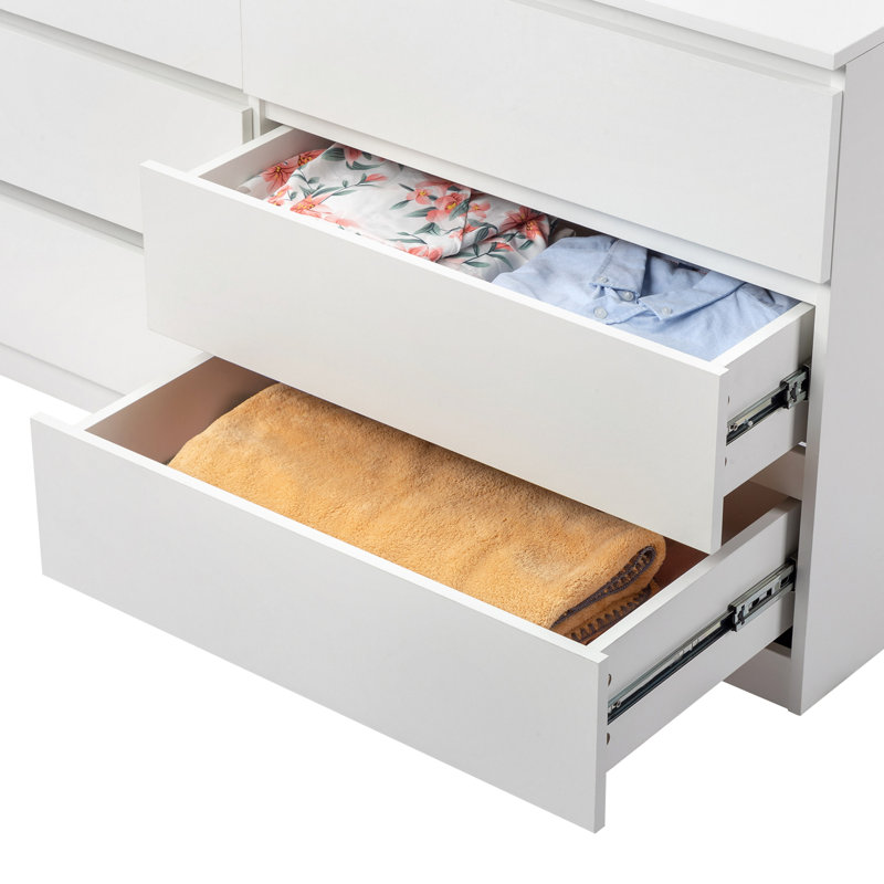 Commode double 6 tiroirs Charlan, Blanc