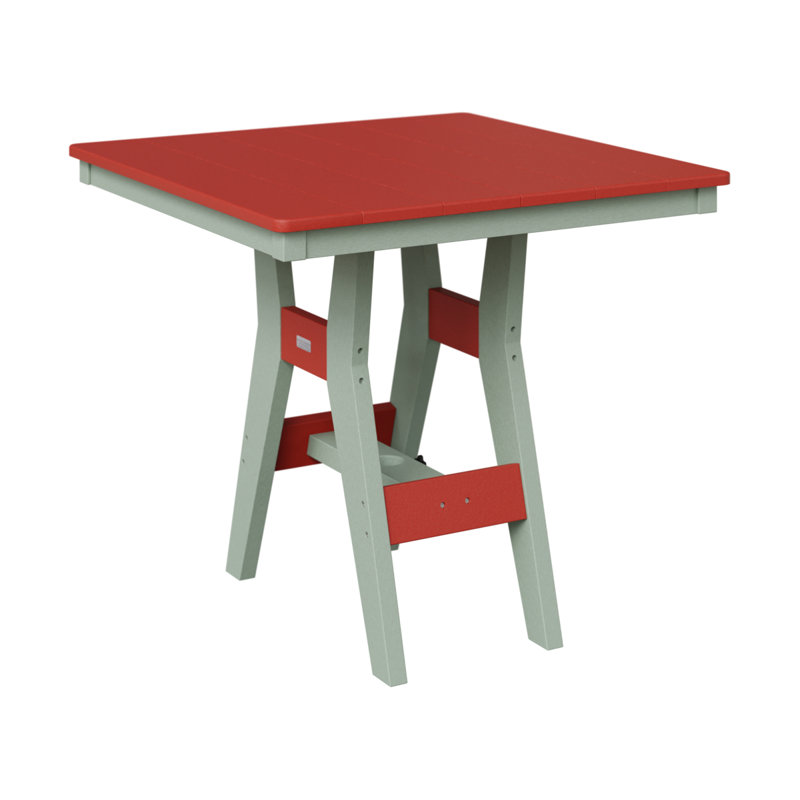 Harbor Outdoor Square Dining Table, Scarlet Red, 30.37" H x 33" W x 33" D, Seafoam