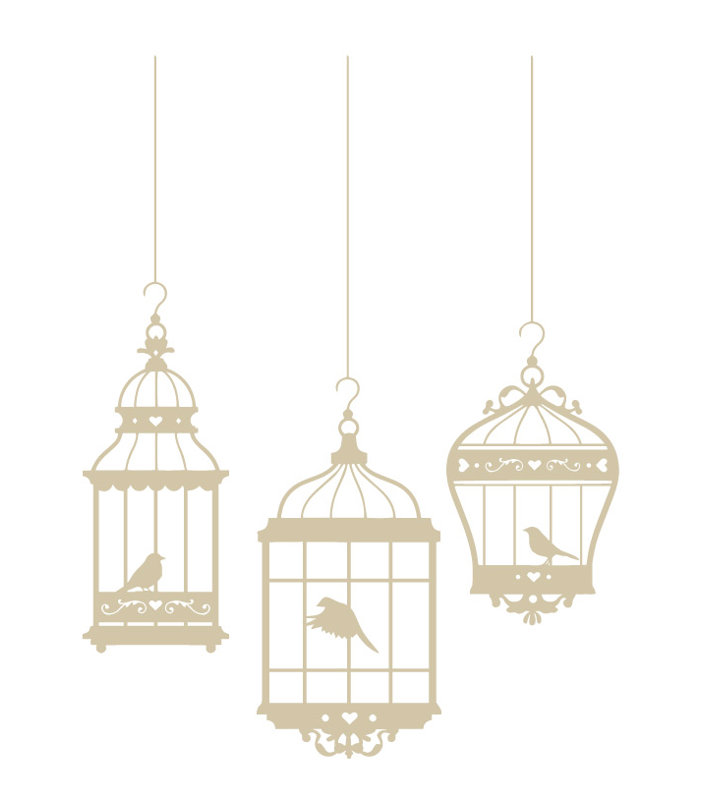 Adhésif décoratif jolies cages à oiseaux, Beige, H 24 po x l 18 po x P 0,01 po