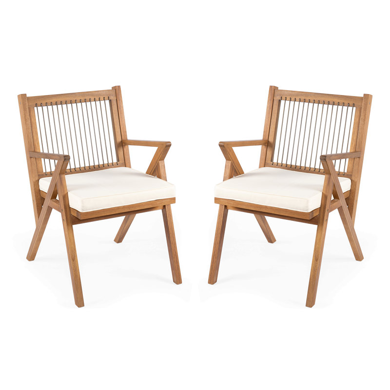 Chaise de patio avec coussin (ensemble de 2)