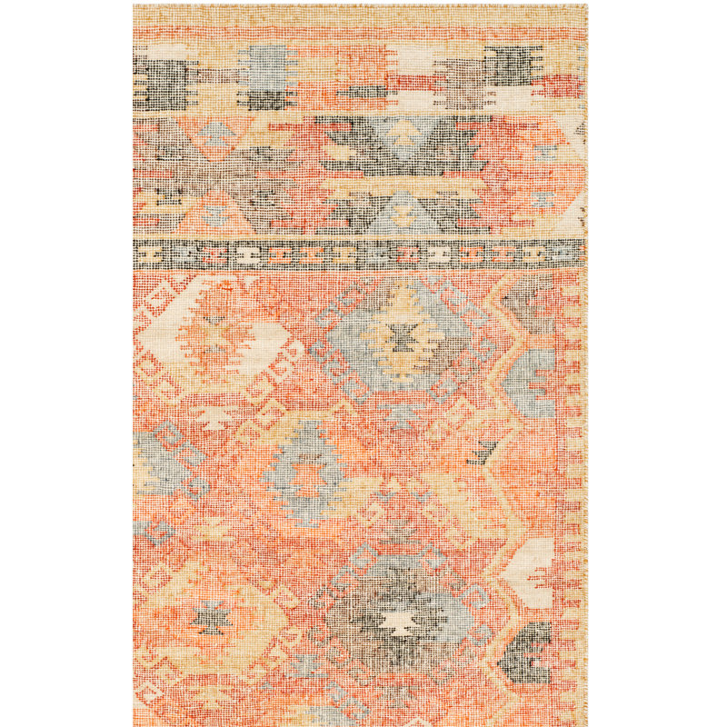 Elan Hand Woven Flat Weave Wool/Cotton Southwestern Rug in Light Red/Beige, Rectangle 5' x 8'
