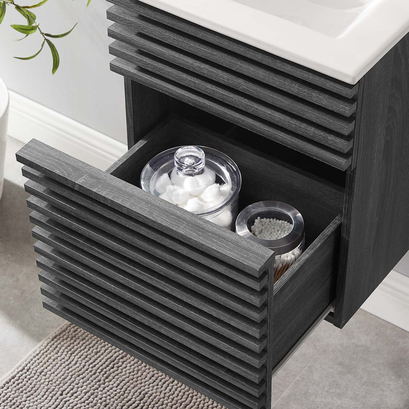 Meuble-lavabo mural 18 po Modway Render, Blanc, Gris anthracite