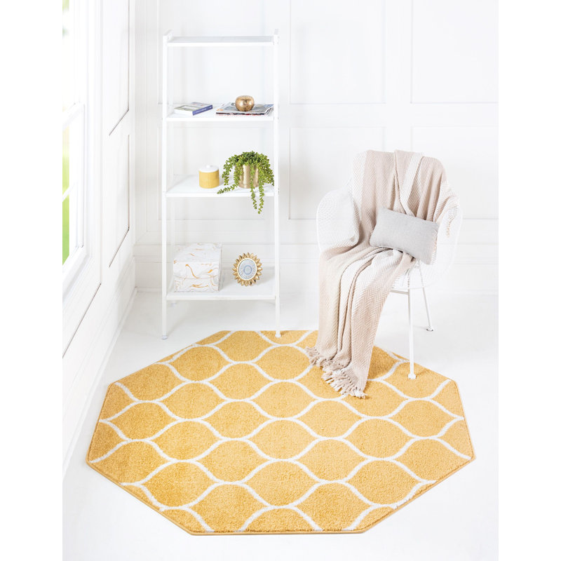 Tapis contemporain Tellaro de couleur blond, Octogone 5 pi x 5 pi