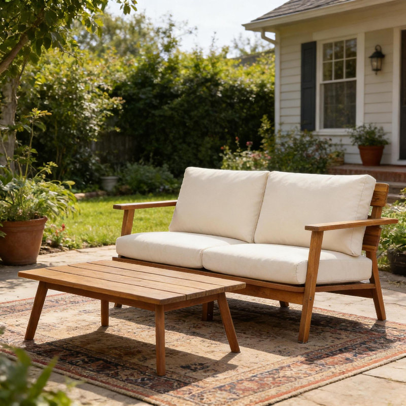 Ensemble de canapés de patio durables, bois d'acacia, style moderne pour l'extérieur