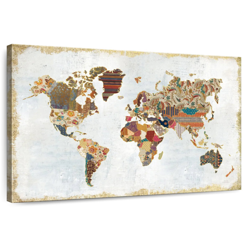 Aliaz Pattern World Map, 26" H x 39" W