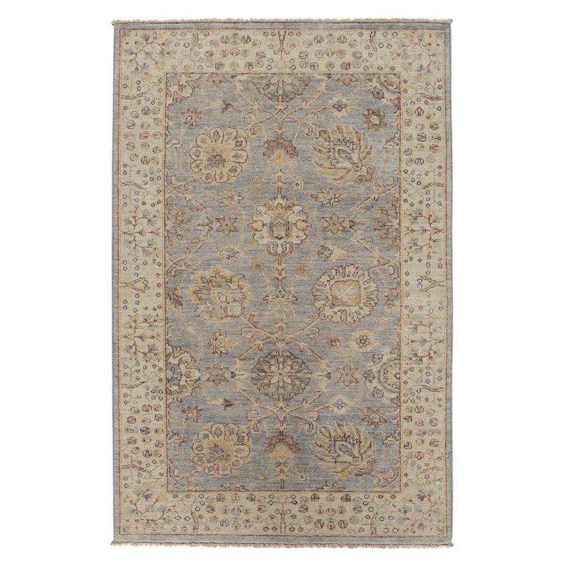 Tapis rectangulaire en laine noué à la main