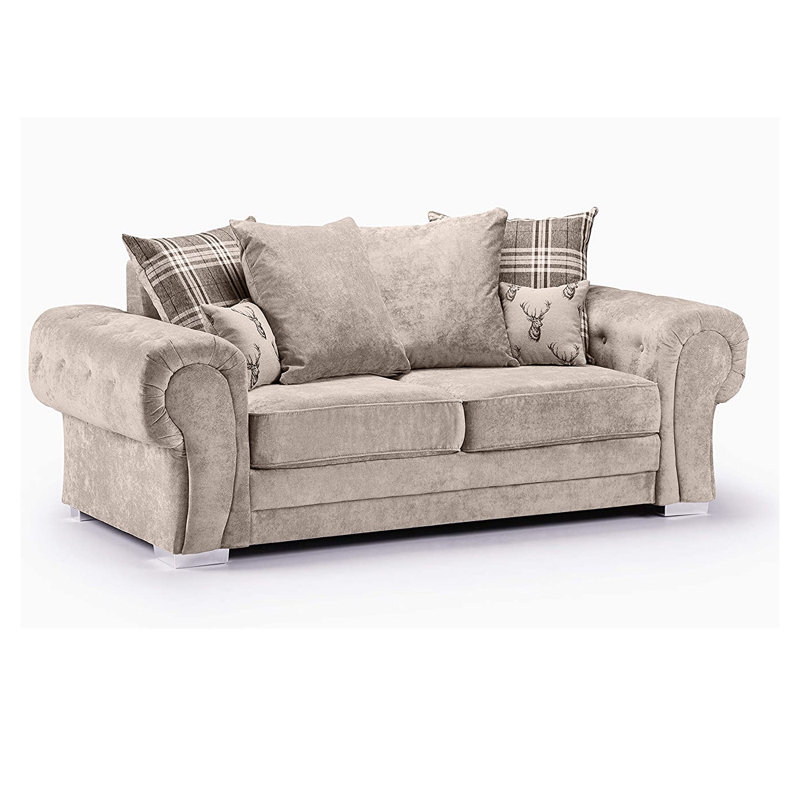 Deschamps 3 Seater Chenille Sofa, Mink