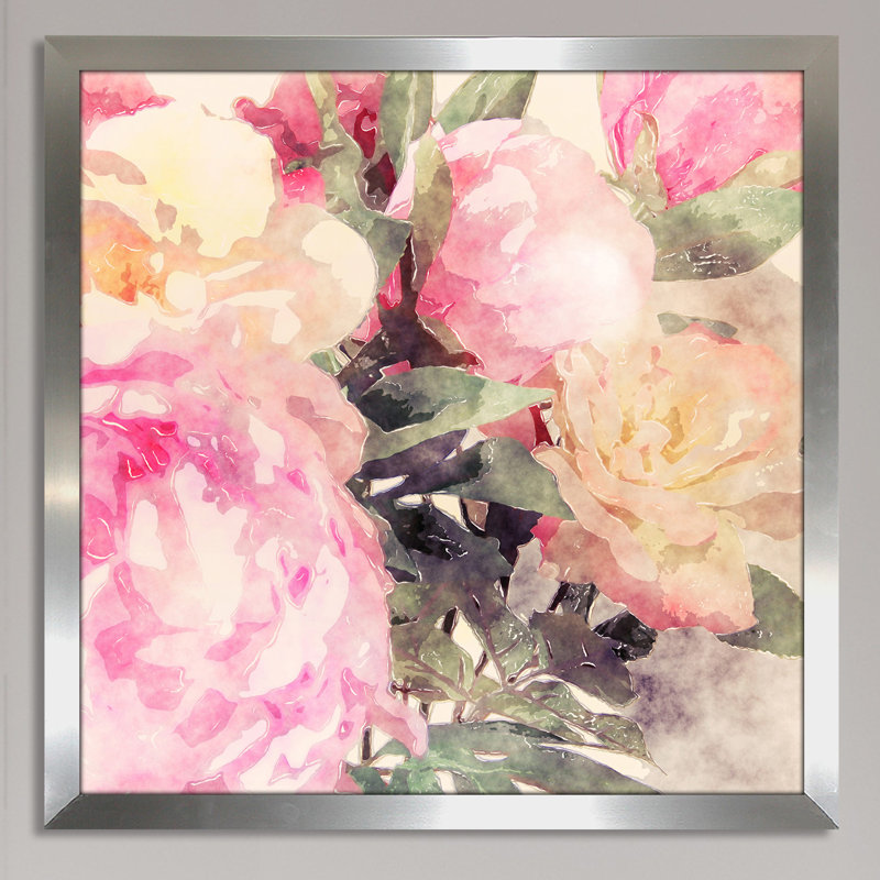 « rose floral », reproduction d’art encadrée, H 27,5 po x l 27,5 po x P 0,75 po