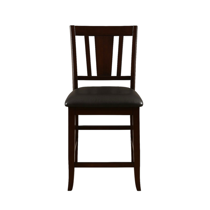 De 2 chaises de hauteur de comptoir traditionnelles avec siège rembourré, dossier à lattes, design transitionnel pour les sièges de salle à manger, dossier à la maison