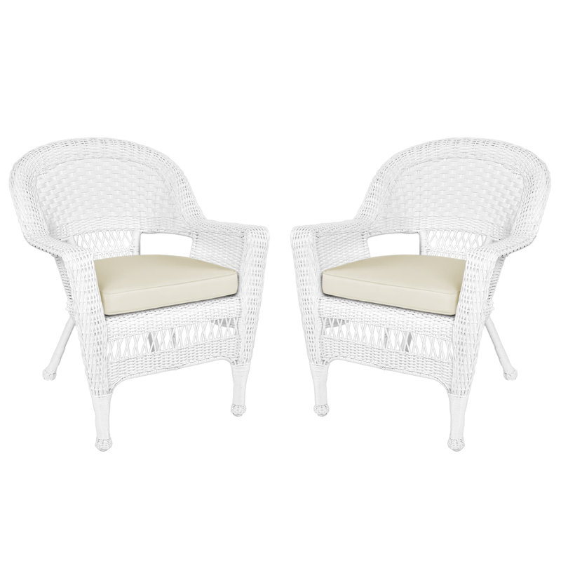 Chaise de patio avec coussins Burrowes, Miel, Ivoire