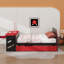 Lit de jour double en bois avec couchette, bureau et port USB-520792034