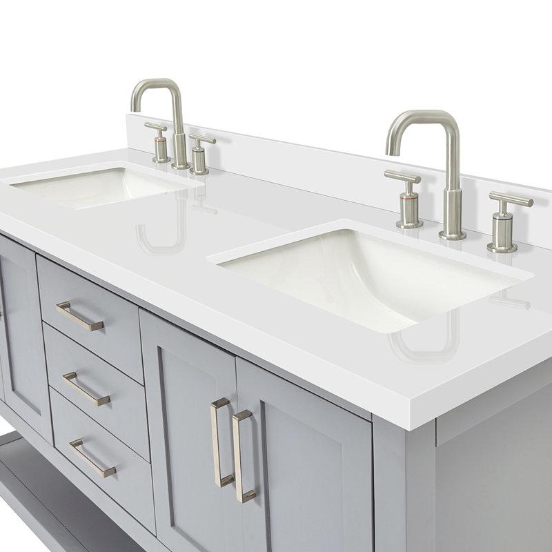 Magnolia Bath Vanity Oval Basin, Rectangle, Gray, White Quartz