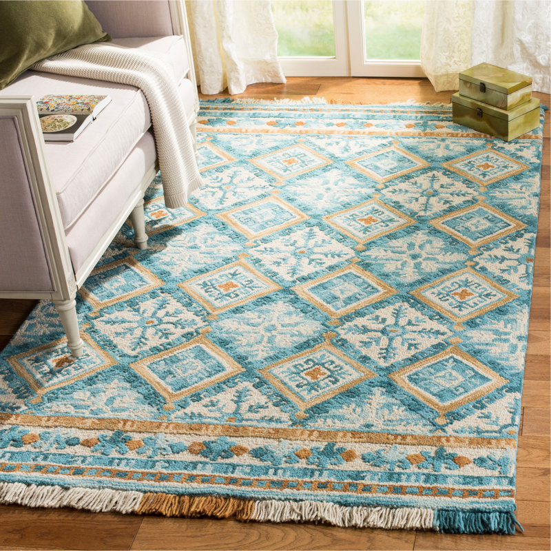 Jahiem Hand-Tufted Wool/Cotton Ivory Area Rug, Rectangle 4' x 6'