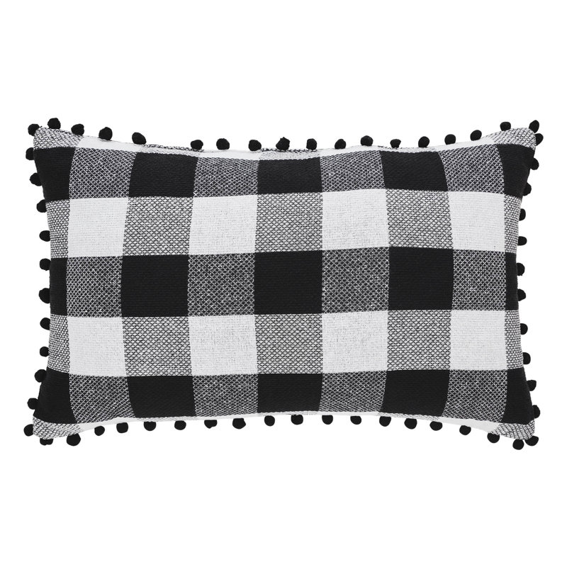 Black and Red Santa Sleigh Pom Pom Throw Pillow