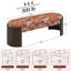 Banc rembourré de style Mid-Century avec imprimé de feuilles de palmier en chenille et pieds courbés en noyer pour le vestibule ou la chambre à coucher-1089523972