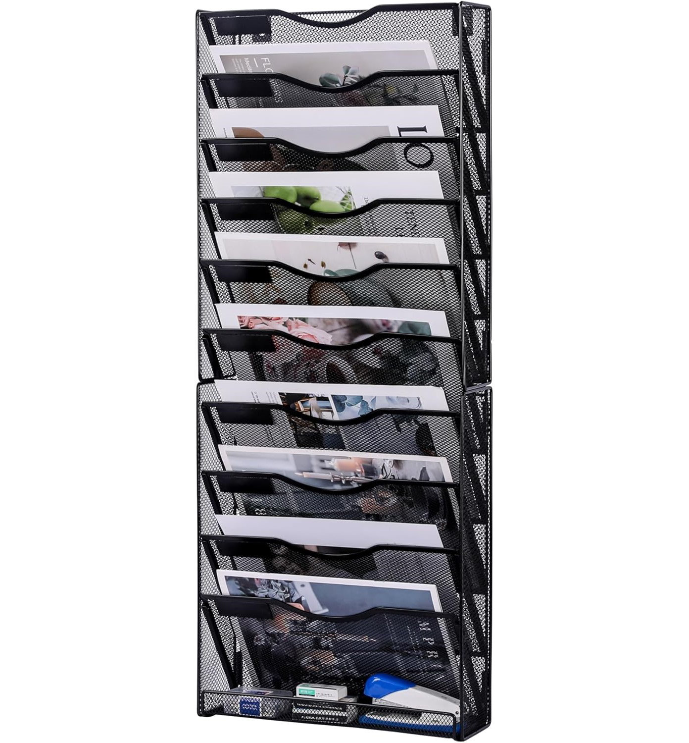 BONLOD 10-Tier Wall File Organizer Mesh Mail Organizer Wall Mounted ...