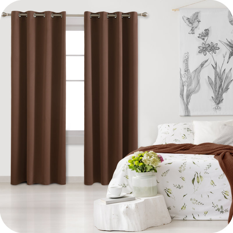Prysilla Blackout Curtain Pair, Brown, 52cm Width x 229cm Drop