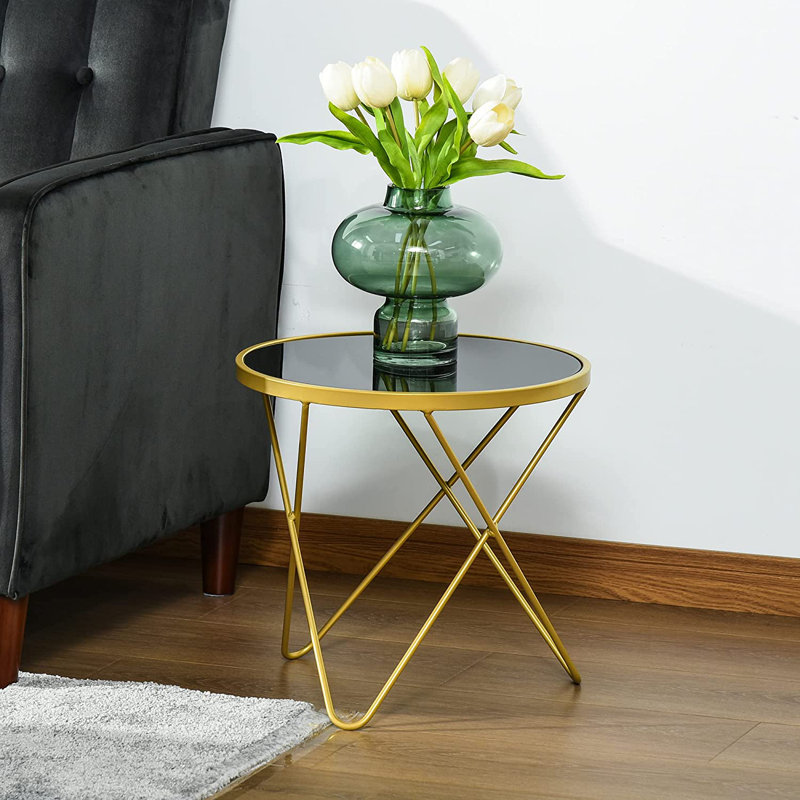 Lyall Glass Top Frame End Table, Silver