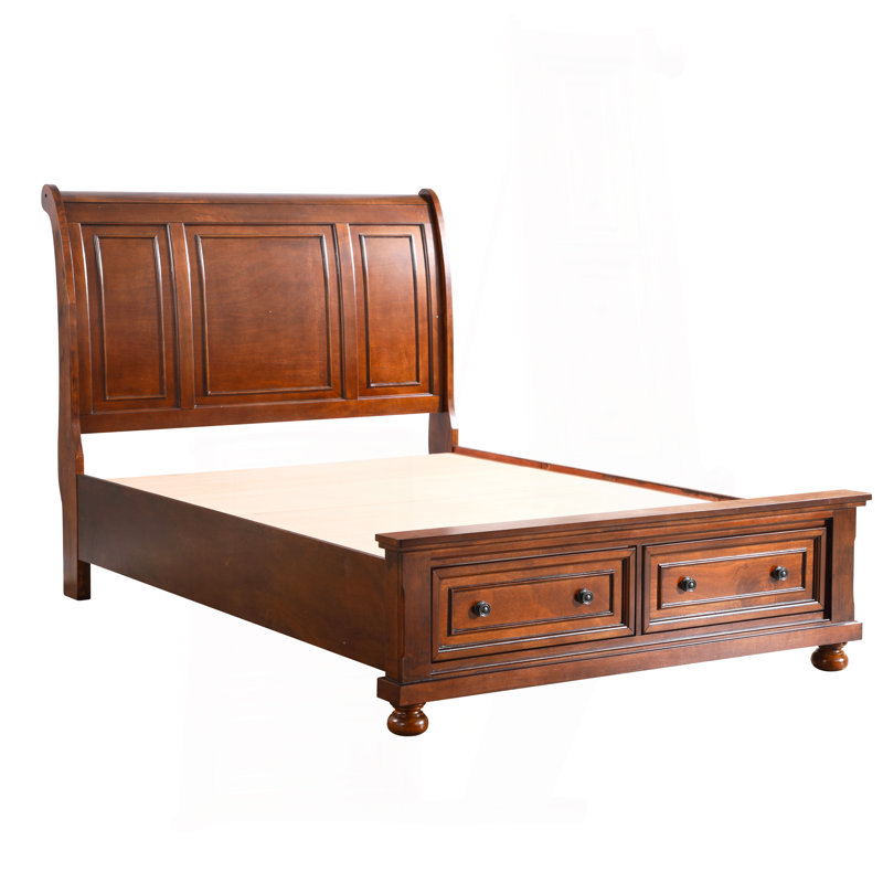Grand lit traditionnel en cerisier pour espaces confortables