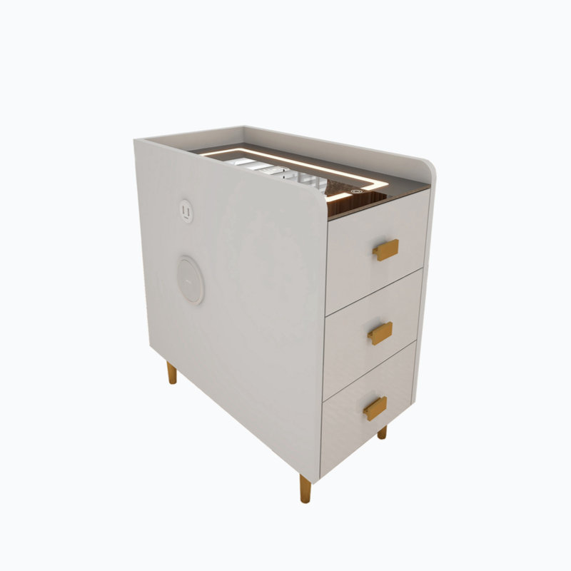 Table de chevet 3 tiroirs Aadrith, Blanc