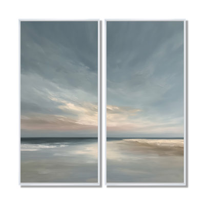 Golden Sunset, vue aérienne sur la plage, art mural sur la plage pour le salon, reproduction côtière brune sur toile 2 pièces