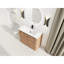 Meuble-lavabo autoportant de 40 po avec lavabo en céramique blanc, 2 portes à fermeture en douceur, base en contreplaqué, aspect contemporain, surface lisse, charnières à tablettes réglables, 45 poignées à bord incliné, contreplaqué,