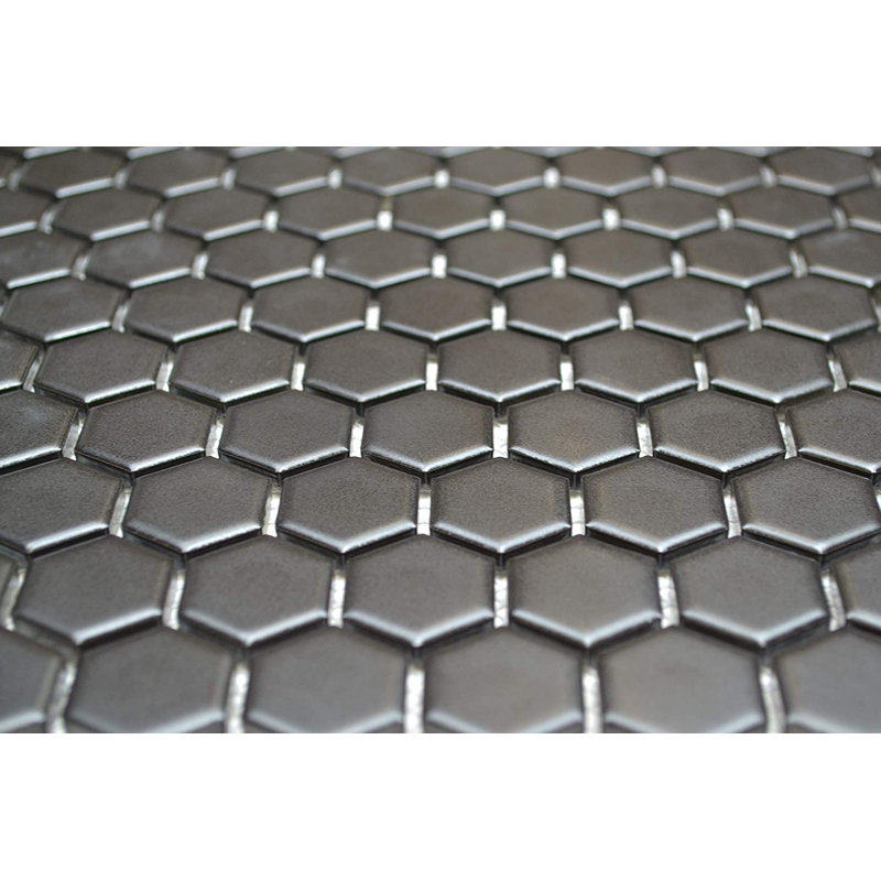 Cascade 1" x 1" Porcelain Honeycomb Mosaic Wall & Floor Tile, Black