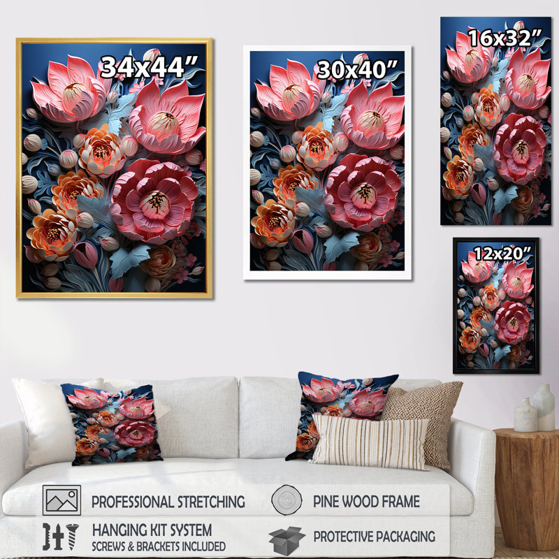 Tulipes néon, collage sur toile, H 44 po x l 34 po x P 1,5 po, Cadre simple argenté