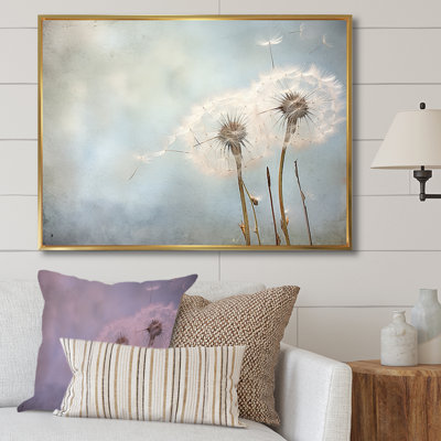 «White Dandelion Farmhouse Still Life - Pissenlit», reproduction sur toile