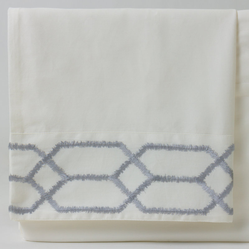 Kutcer Sheet Set, Twin Sheet Set with 1 Pillowcase, Ivory/Gray