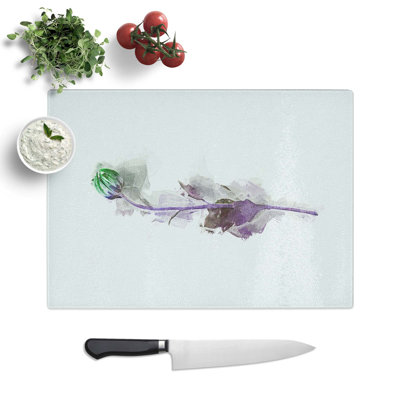 Tempered Glass a Single Flower Chopping Board