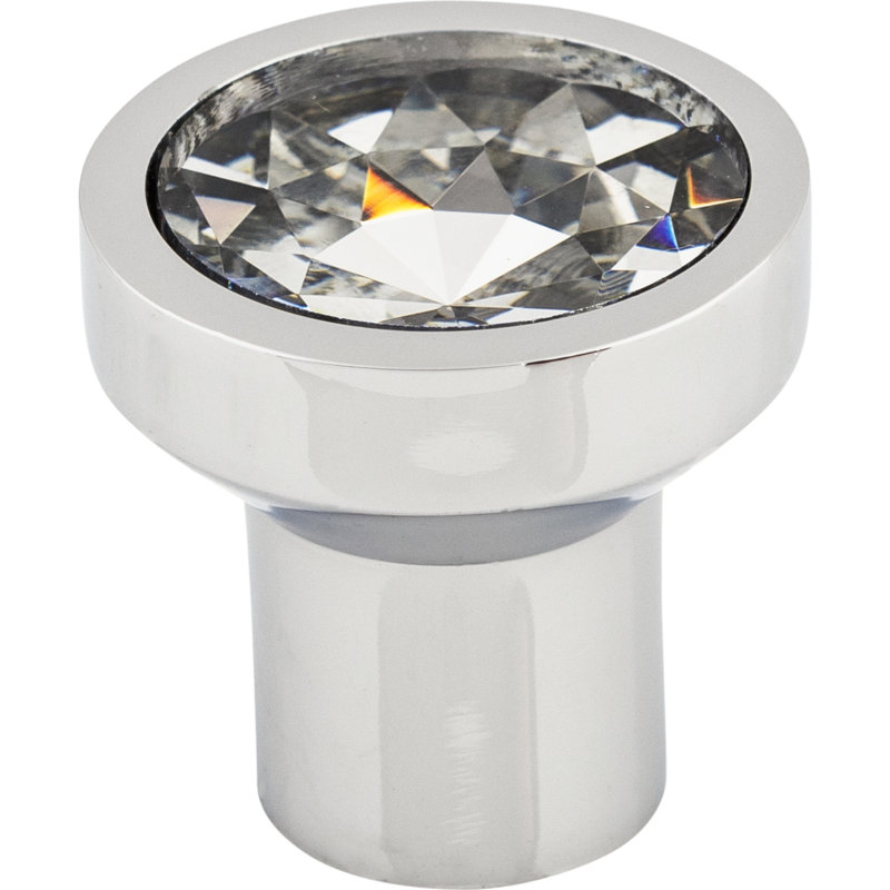 Wentworth Crystal 1 1/8" Diameter Round Knob, Polished Chrome, 0.8125" Diameter