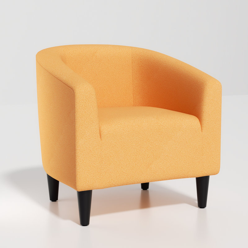Upholstered Club Accent Chair Modern Single Sofa Armchair Barrel Chair With Padded Seat and Backrest, Yellow