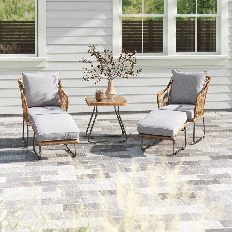 Nevaeh 2 - Person Patio Conversation Set with Cushions, Natural
