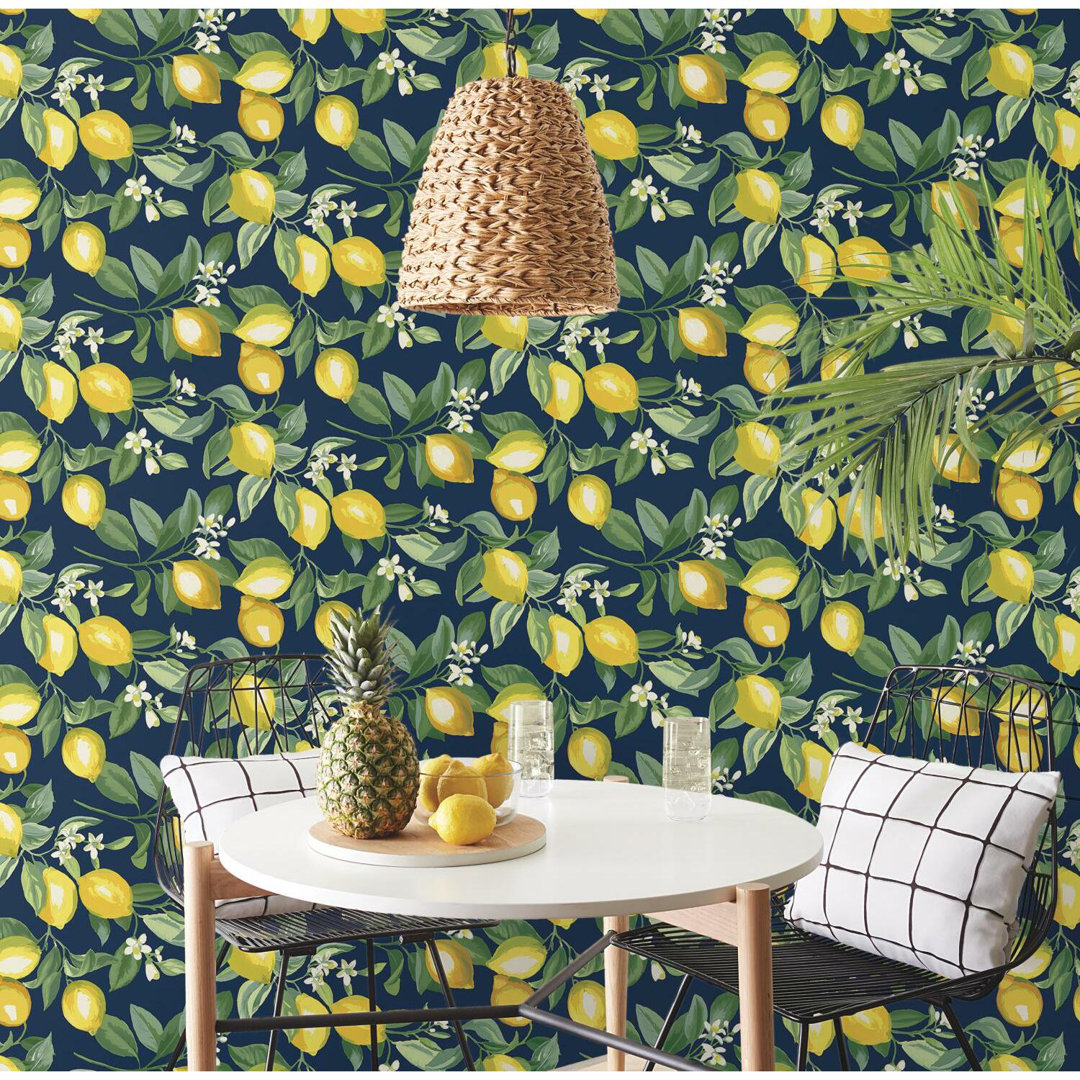 Lockehaven Lemon Zest 16.5' L x 20.5" W Peel and Stick Wallpaper Roll August Grove® 