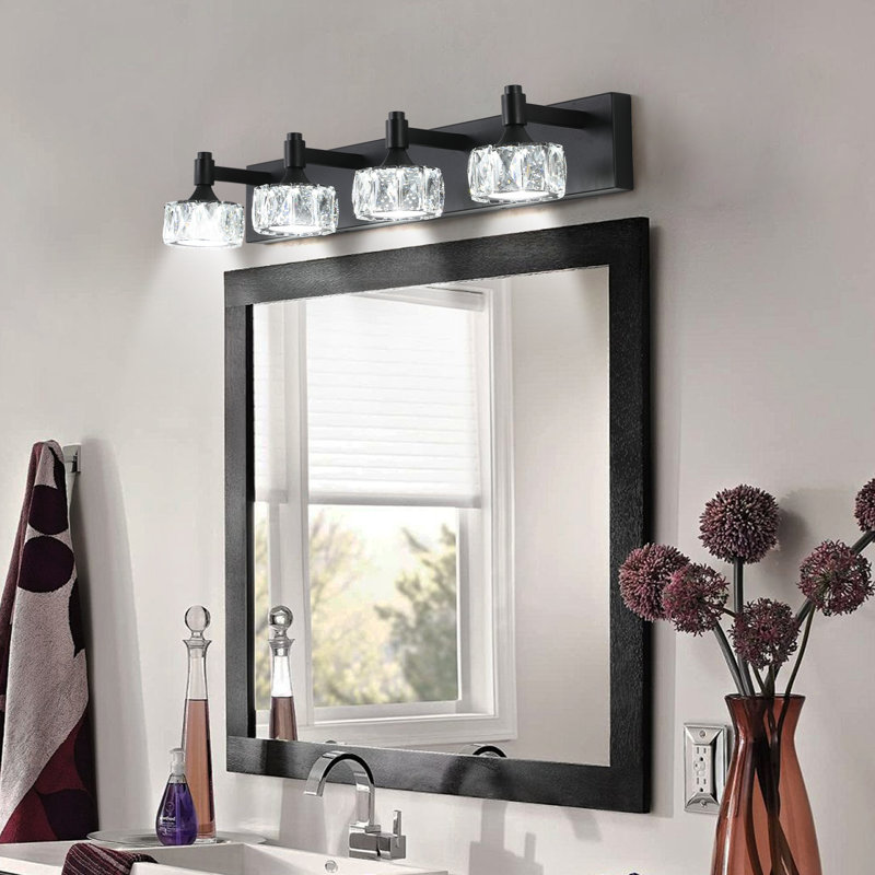 Modern 4-Light Matte Black LED Vanity Light Fixture