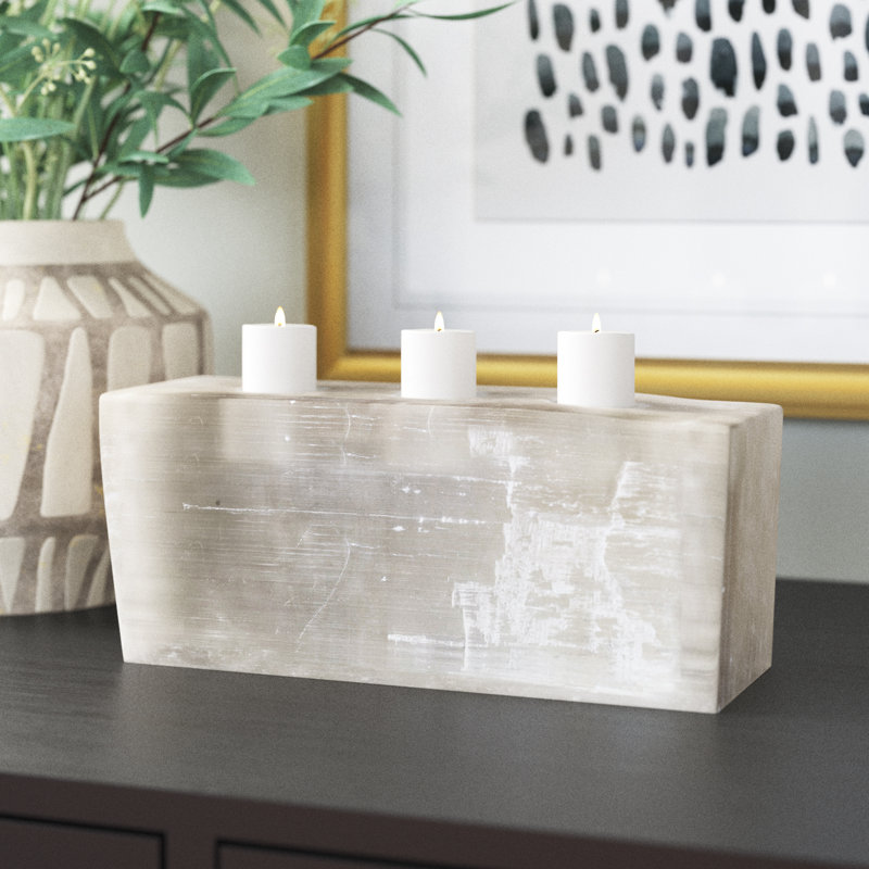 4.25'' H Selenite Tabletop Votive Holder