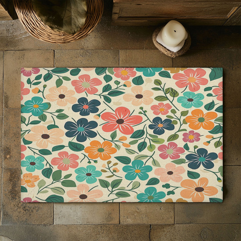 Tapis tressé Floral Field of Spring, Rectangulaire 3 pi x 5 pi