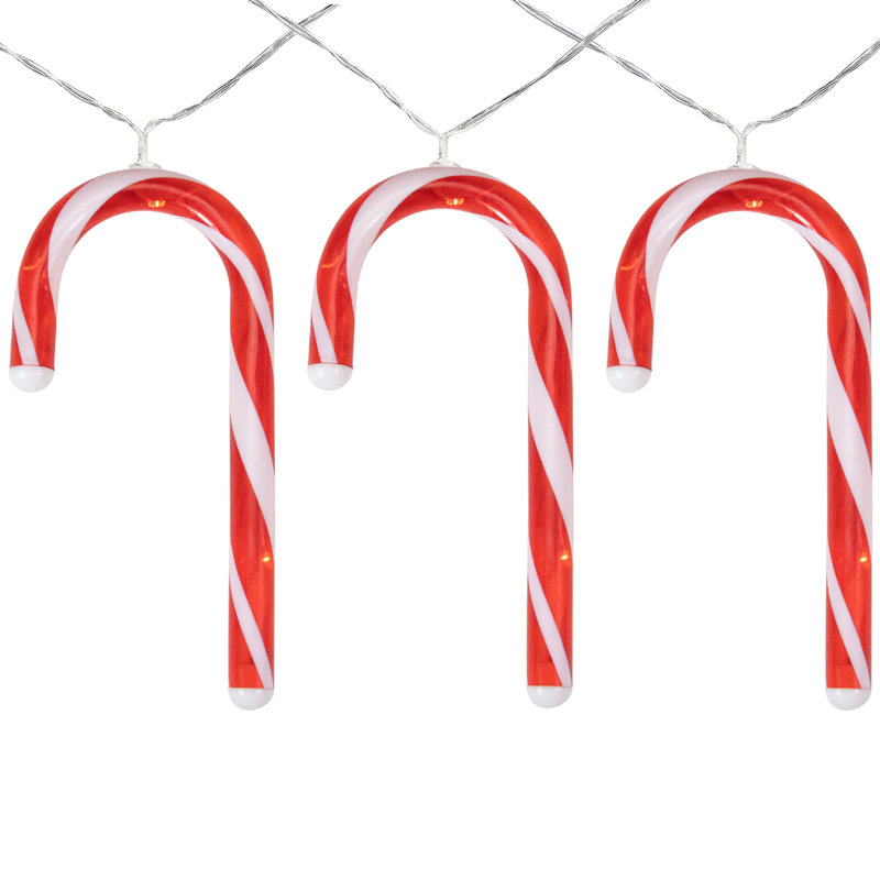 Battery Powered Warm White LED Christmas Candy Cane Lights