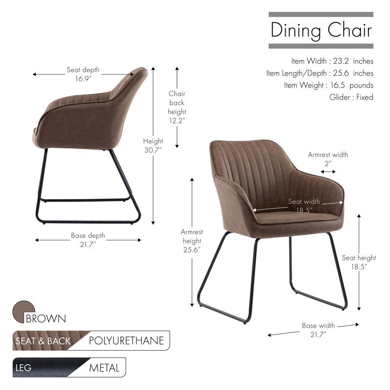 46.99cm H Tufted Upholstered Armchair in Brown, Brown