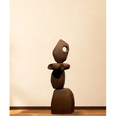 Brown Free Form Solid Wood Decorative Object