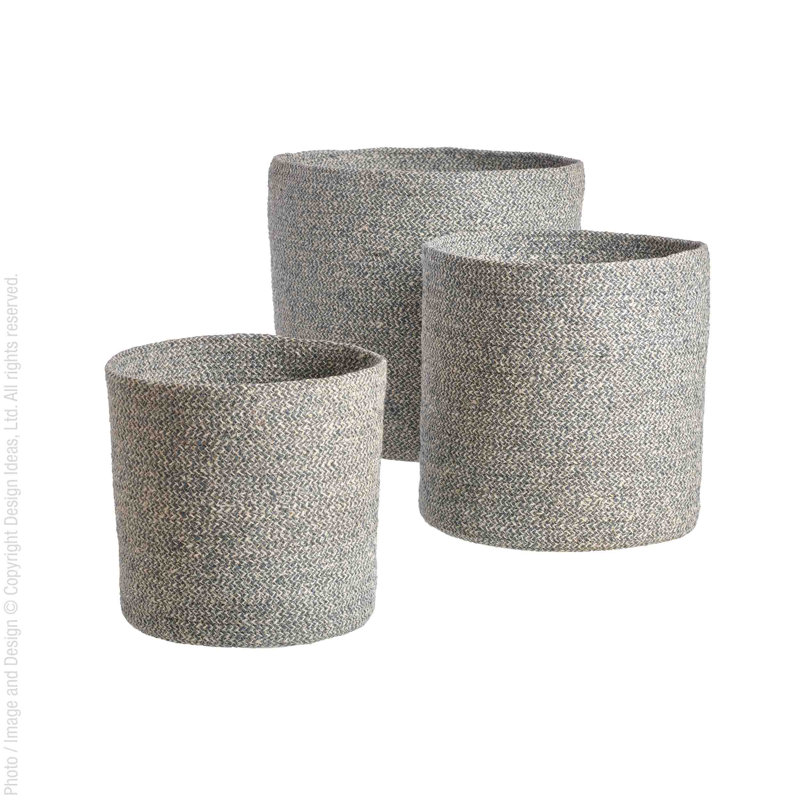 Ensemble de paniers 3 pièces Melia, H 14,2 po x l 14,2 po x P 14,2 po, Ardoise