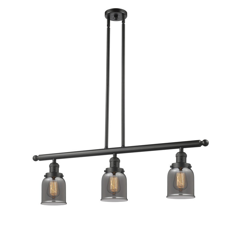 Bell - 3 Light 38" Stem Hung Island Light, Oil Rubbed Bronze, Smoked
