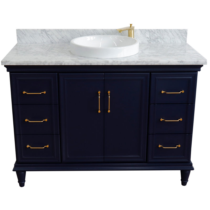 Ensemble de meuble-lavabo de salle de bain simple 49 po Erardo, Bleu