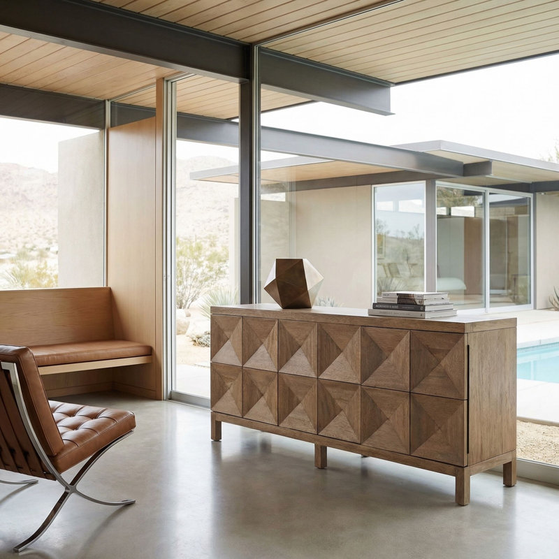Quadrant 76'' W Solid Wood Sideboard, Washed Walnut