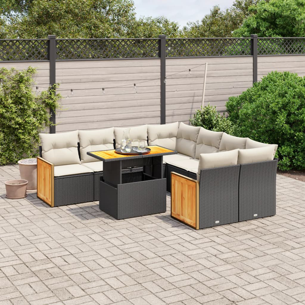 Vidaxl 9-Tlg. Garten-Sofagarnitur aus Polyrattan mit Kissen