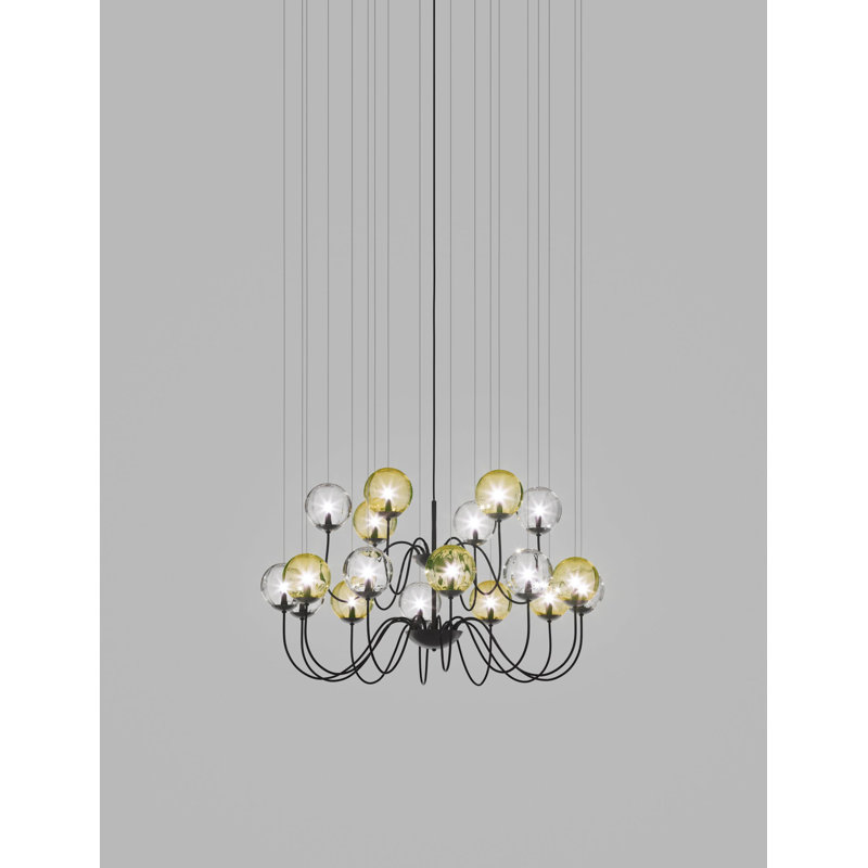 Puppet 18 - Light Chandelier, Amber Transparent;Crystal Transparent, Matte Black