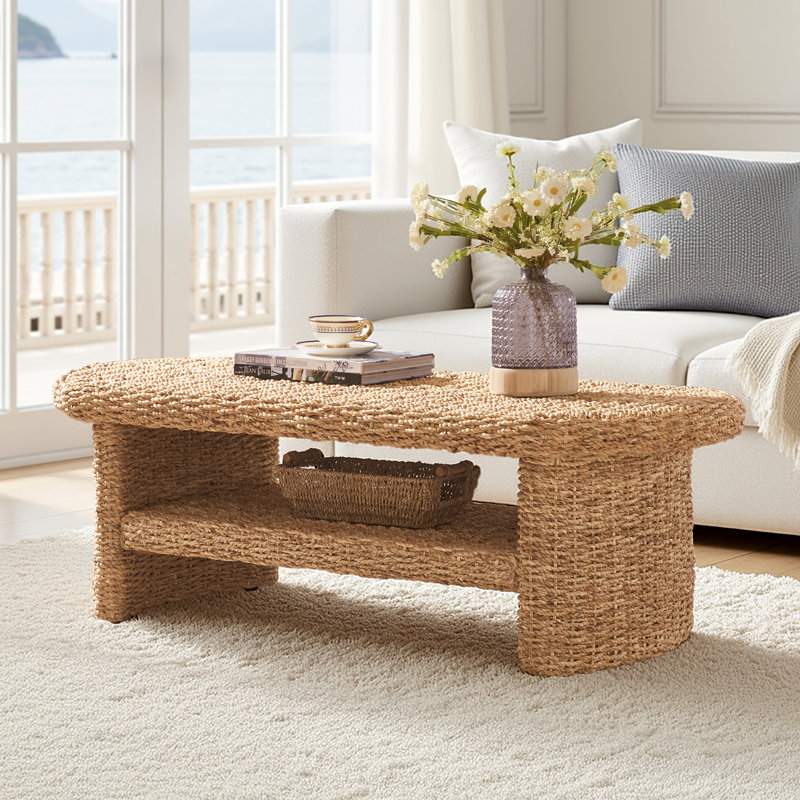 Table basse rectangulaire en rotin tissé simple 51,75 po Anesty Coastal