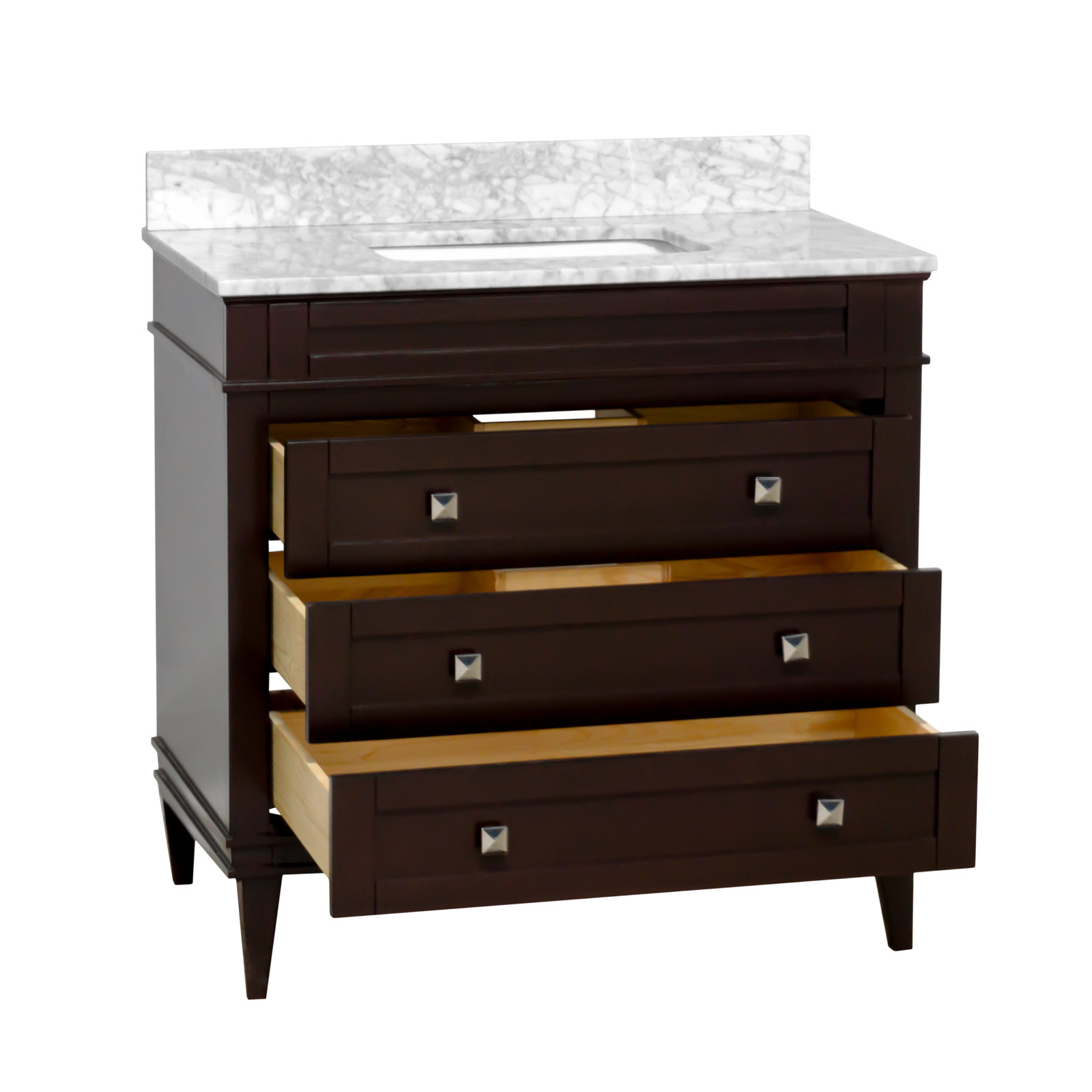 30'' Single Bathroom Vanity, Chocolate, Carrara Marble
